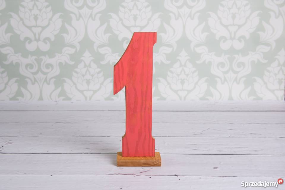 Drewniane cyferki cyfra 1 jedynka foto rekwizyt wielokolorowy Dekoracje i ozdoby Milicz