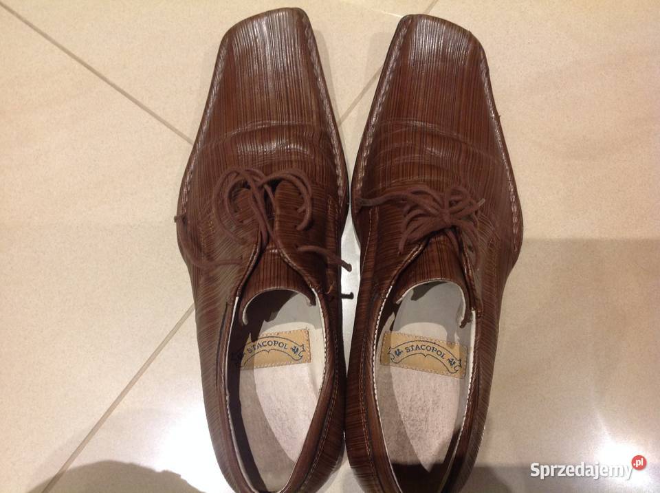 Buty brązowe skórzane męskie STACOPOL r 39 Półbuty Nowa Sól
