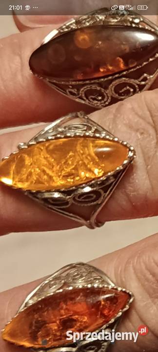 Filigranowe metalowe pierścionki PRL 1 sztuka