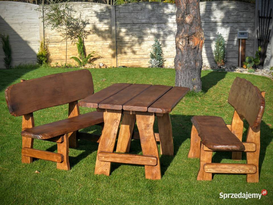 Drewniane meble ogrodowe stół i 2 ławki na 8 Chrząstowice