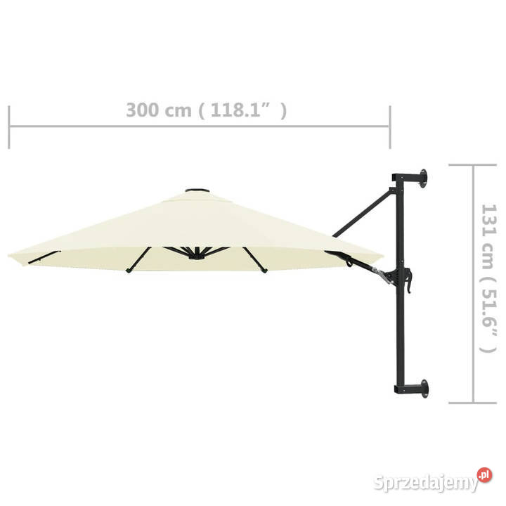 Parasol ścienny na metalowym słupku 300 piaskowy Warszawa