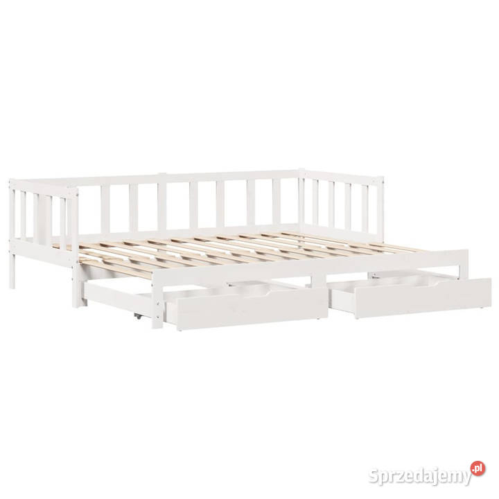 Sofa rozsuwana z szufladami bez materaca białe 66cm Warszawa