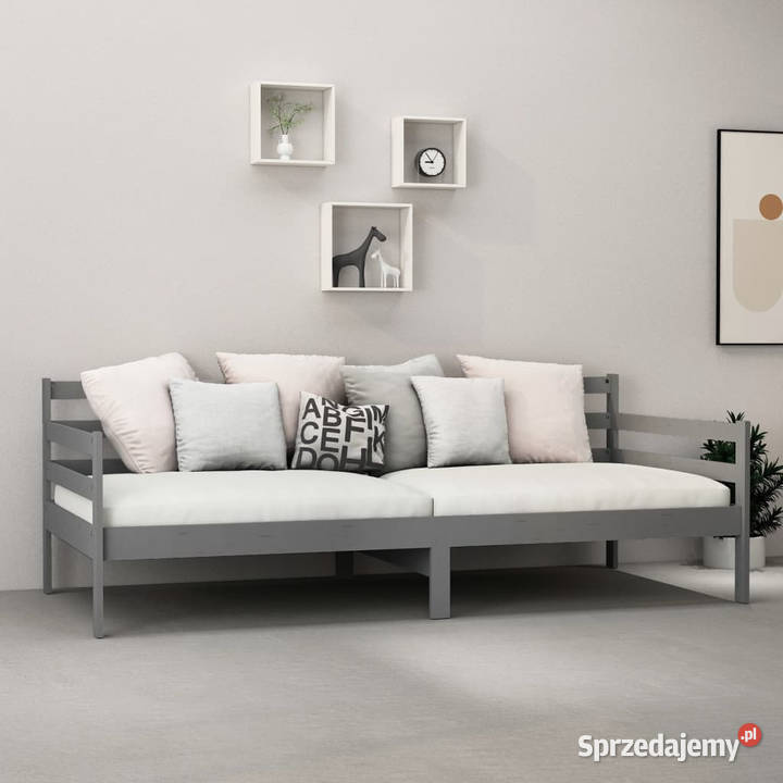 Łóżko dzienne szare lite drewno sosnowe 90x200 sprzedam