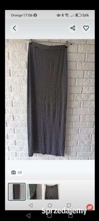 Spódnica długa czarna w paski ołówkowa jesień Krosno