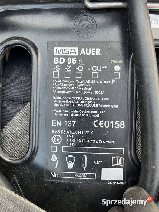 MSA AUER BD 96 SL aparat powietrzny oddechowy z wielkopolskie Tuliszków