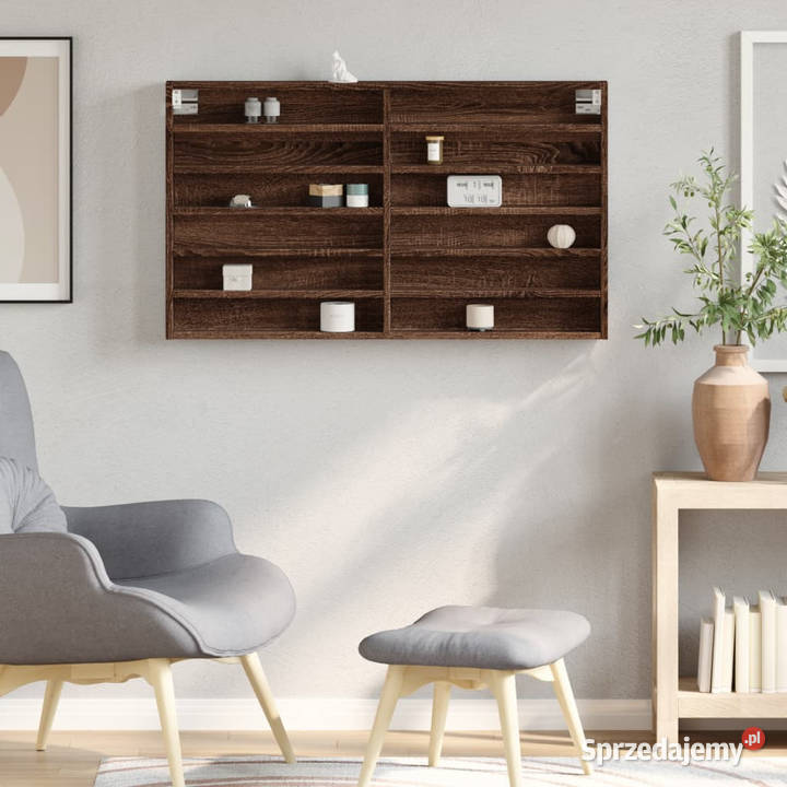 Witryna brązowy dąb 100x85x58 materiał Warszawa