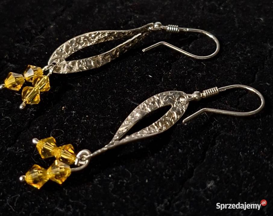Śliczne kolczyki swarovski srebro pomorskie
