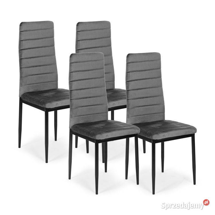 Krzesła z wyprofilowanym oparciem VELVET SZARE 4