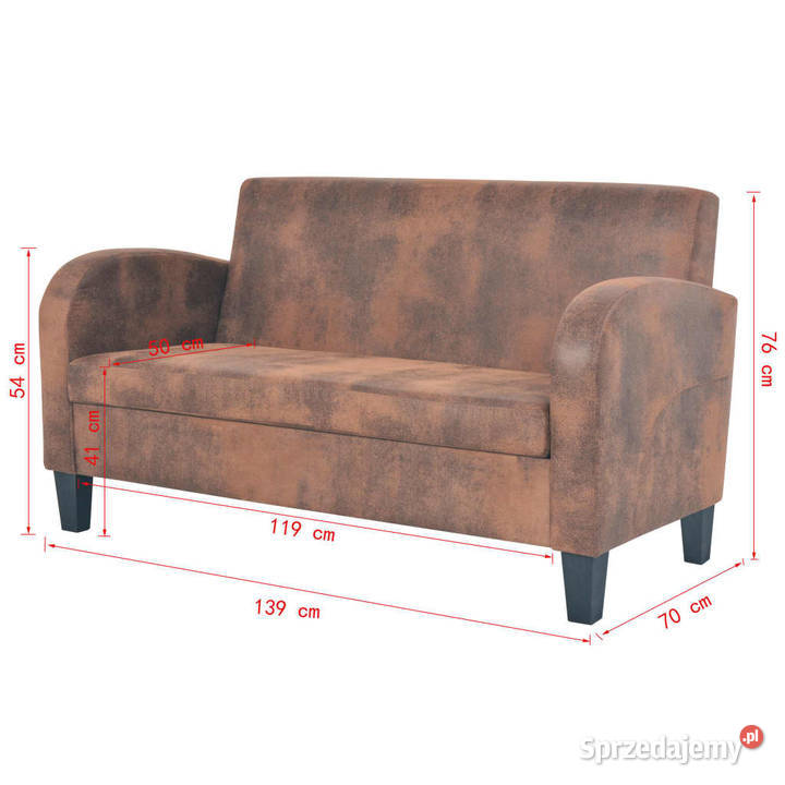 Sofa 2osobowa ze sztucznej skóry zamszowej Sofy i kanapy