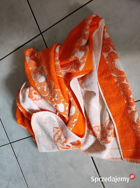 duży frotte gruby ręcznik kąpielowy basenowy pomarańczowy Kielce