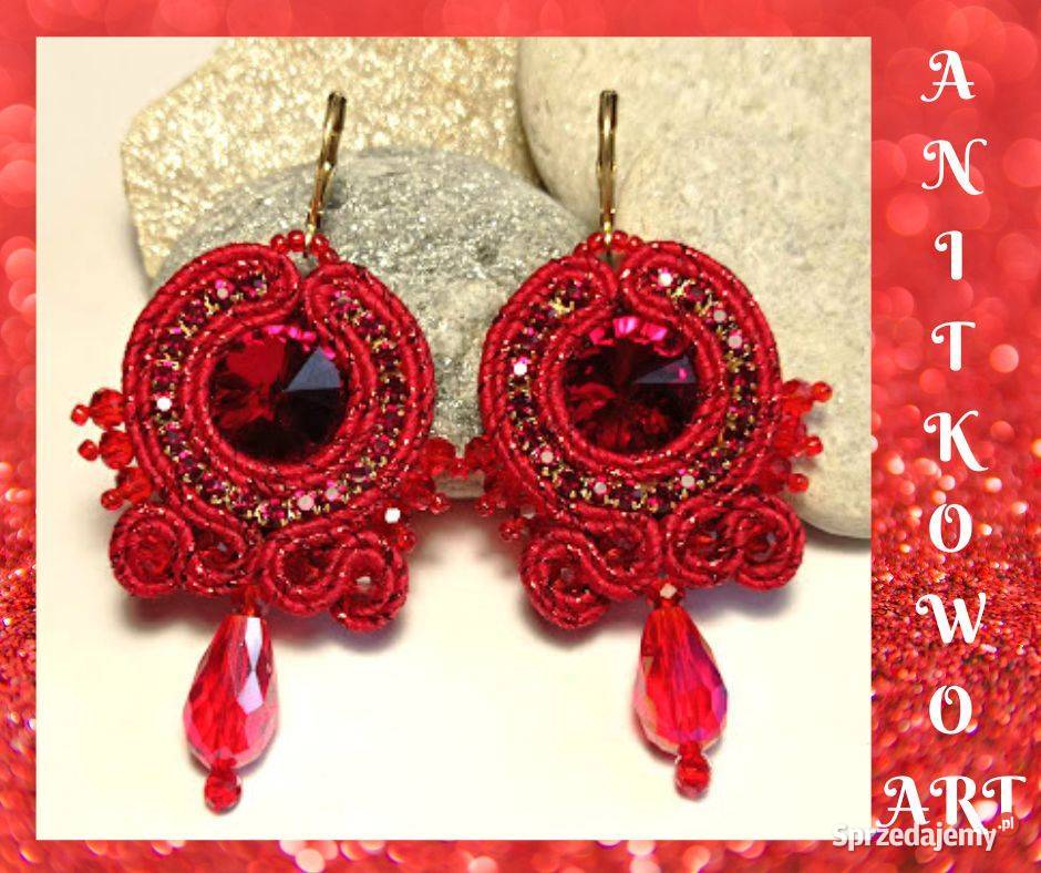 KOLCZYKI Z KRYSZTAŁKAMI I TAŚMĄ CYRKONIOWĄ sprzedam