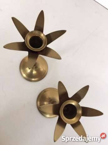 2 Świeczniki mosiężne styl Szczecinek