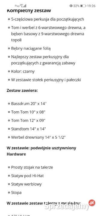Sprzedam perkusję ze zdjecia Gubin sprzedam