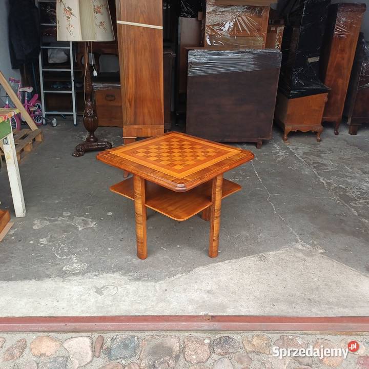 Stolik szachowy intarsjowany w stylu ArtDeco Suchorzew