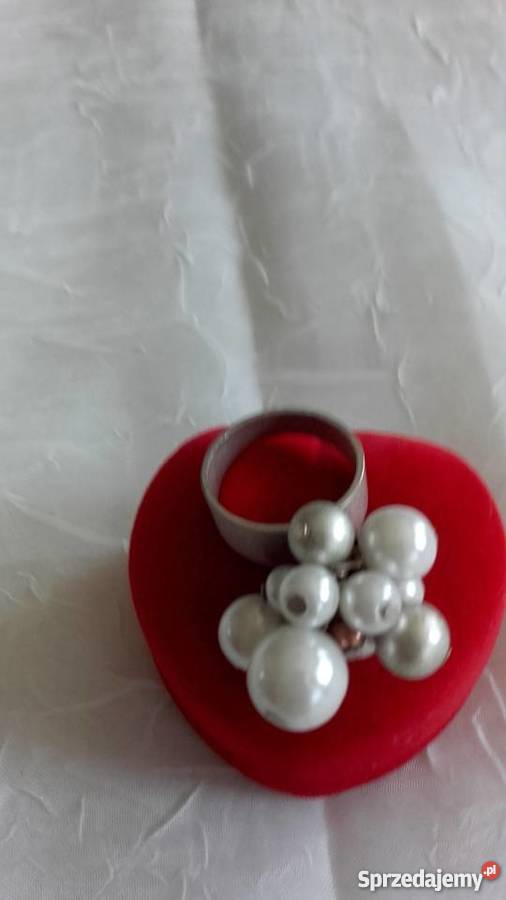 POSREBRZANA OBRĄCZKA Z PERŁAMI r 16 posrebrzane Piła