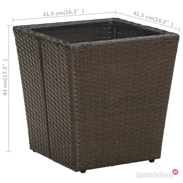 Stolik herbaciany brązowy 415x415x44 rattan PE i Warszawa