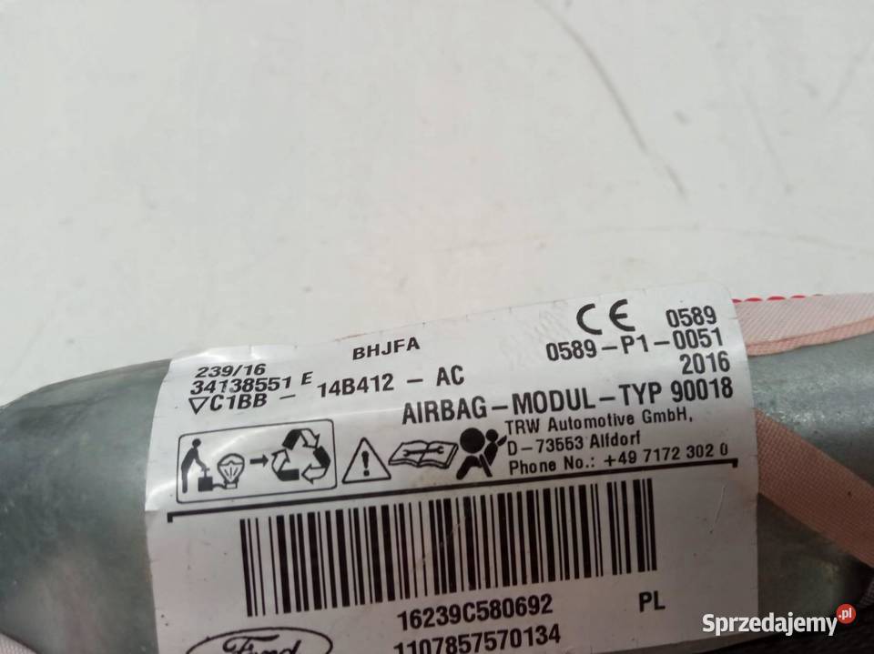 KURTYNA POWIETRZNA AIRBAG LEWA LIFT C1BB14B412AC osobowe Wyposażenie wnętrza świętokrzyskie sprzedam