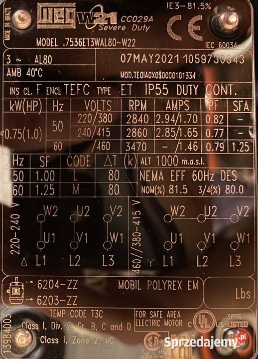 wentylator dmuchawa 075kW 2860obr 3fazowy Dom i Ogród Pigża