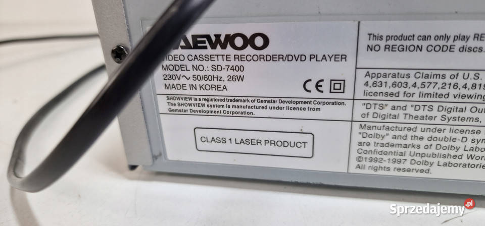 Video VHS DVD kombo Daewoo SD7400 6 head stereo wielkopolskie