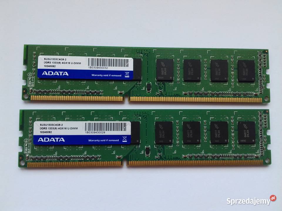 ADATA DDR3 8GB4GB4GB 1333MHz PC3 10600 DIMM kujawsko-pomorskie Bydgoszcz