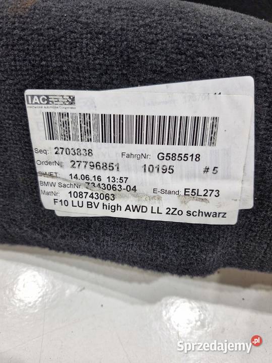 BMW F10 F11 DYWAN TYŁ EUROPA WYKŁADZINA PODŁOGA