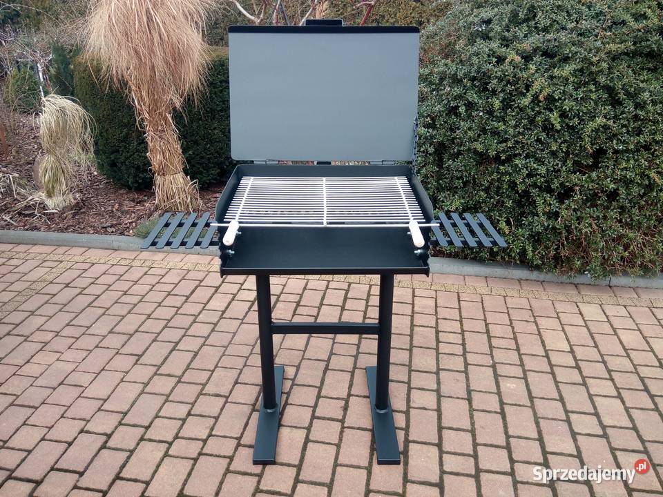 Solidny grill ogrodowy blacha 4 mm z pokrywą