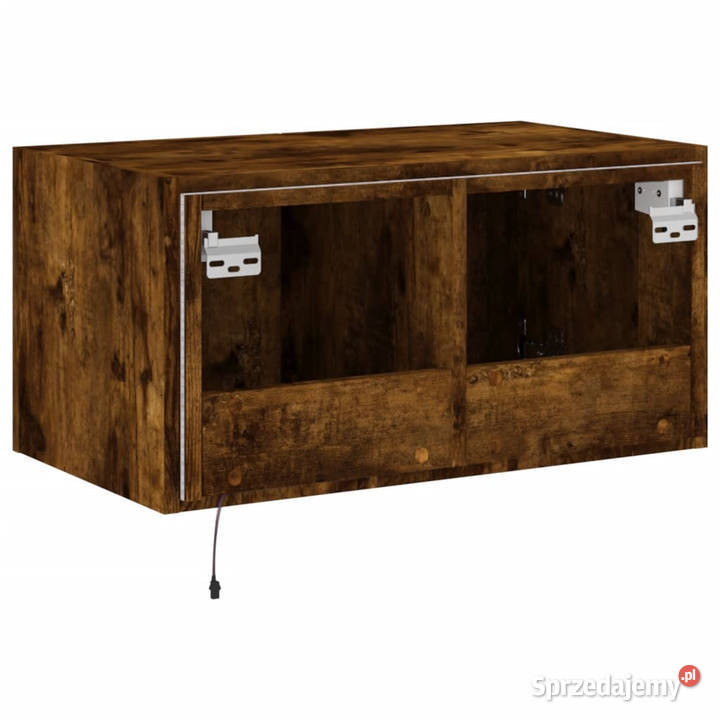 Ścienna szafka TV z LED przydymiony dąb 60x35x31 Warszawa