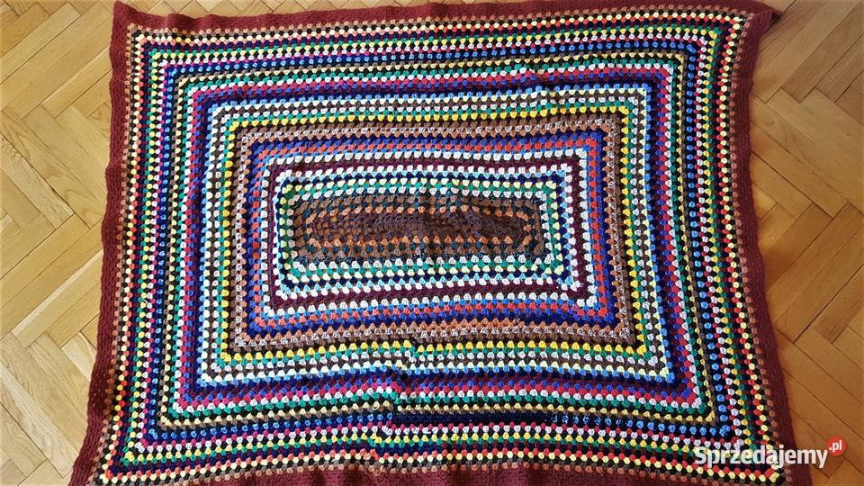 kolorowy koc robiony na szydełku Myszków