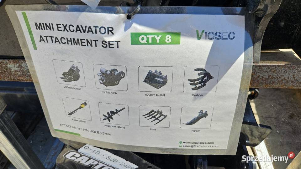 Zestaw osprzętu do minikoparki wiertnica chwytak Osprzęt roboczy Sochaczew sprzedam