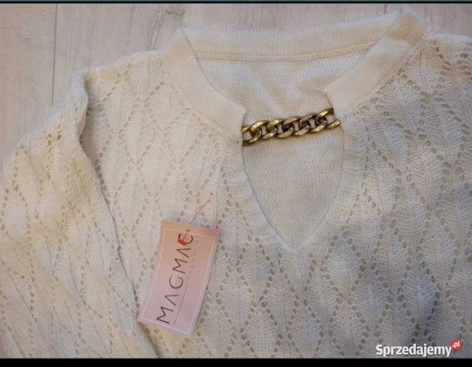 Ażurowy sweterek z łańcuchem Moda i Styl Jarosław