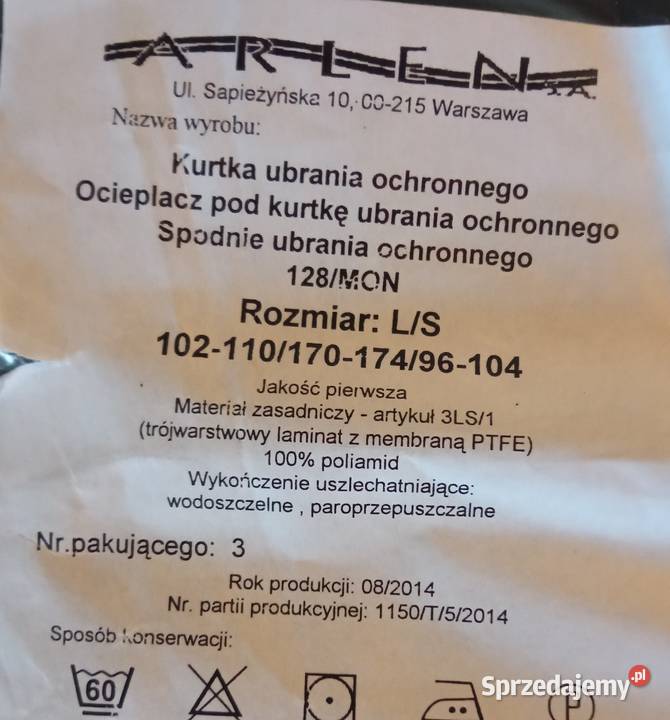 Zestaw Wojskowa Kurtka z ocieplaczem Spodnie tzw Kaptur Łódź