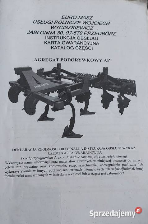 Agregat podorywkowy firmy EUROMASZ AP 180 pomorskie Słupsk