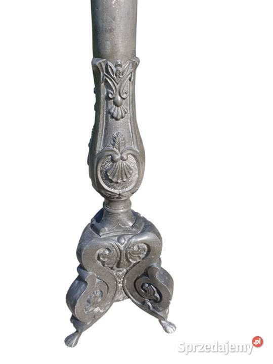 Stary duży świecznik XVIII XIX wiek aluminium Cieszyn