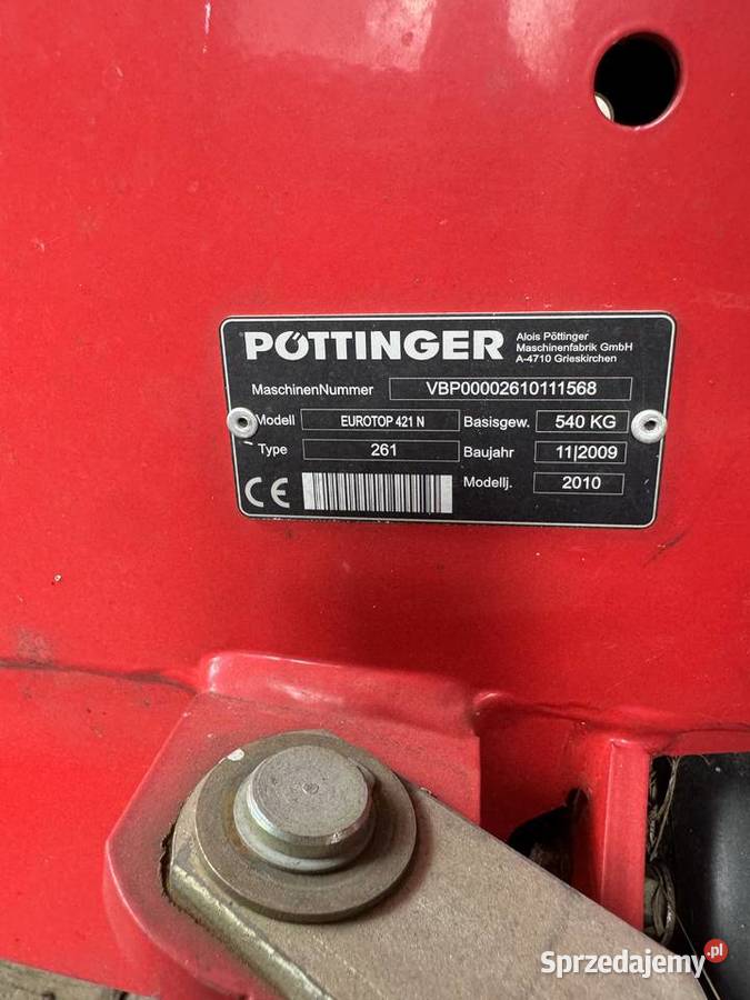 Zgrabiarka Pttinger Eurotop 421 N 2009 r uszkodzony Białystok