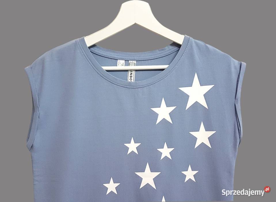 Damska bluzka bawełniana niebieska z krótkim małopolskie Chrzanów