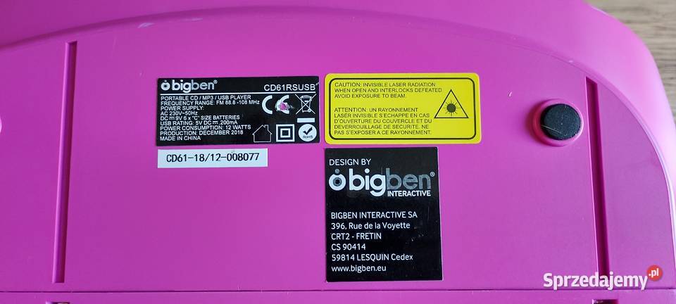 Tytuł Różowy Boombox Bigben CDMP3USB Imprezowy Audio