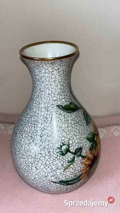 Wazon Słoneczniki Ręcznie zdobiony Sygnowany Porcelana i szkło Gdańsk
