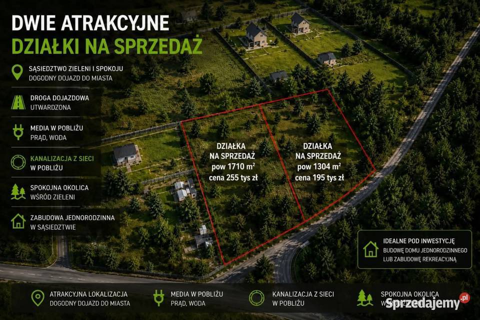 Dwie działki budowlane w Szczechach Wielkich
