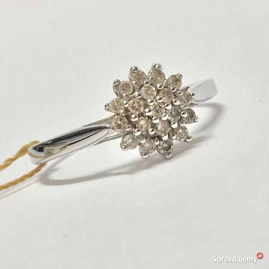 Złoty PIERŚCIONEK 14K z DIAMENTAMI 019ct YES cud Warszawa