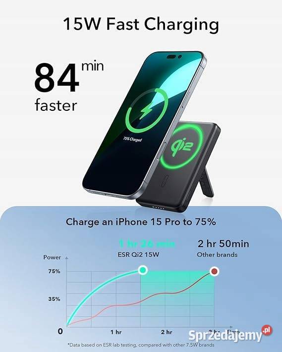 ESR Kickstand Power Bank MagSafe 1000mAh Qi2 15W Myszyniec