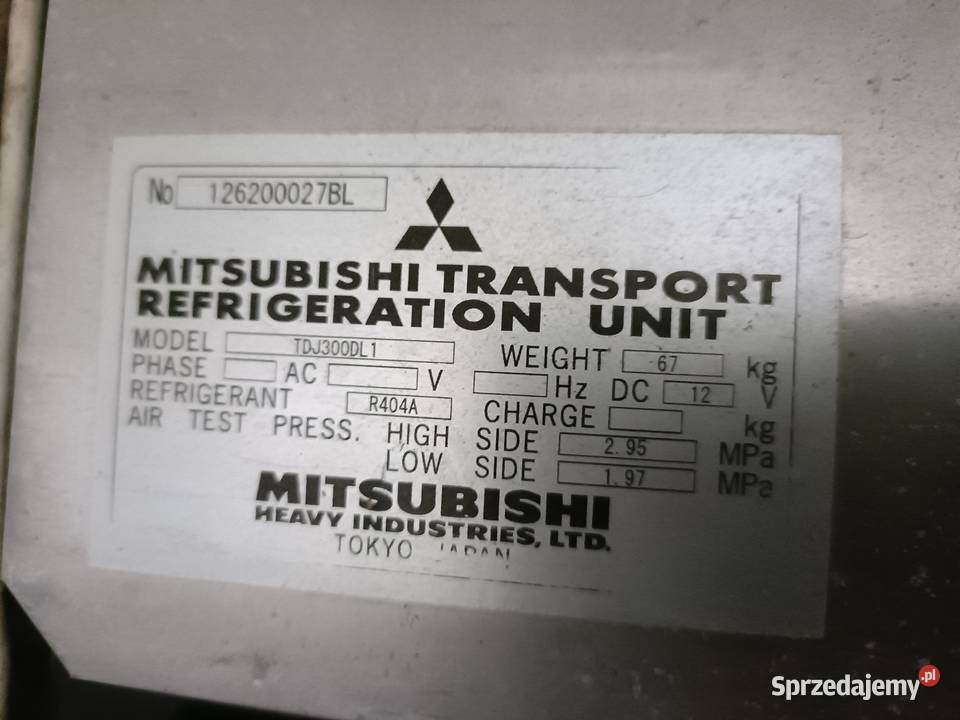 12V Agregat chłodniczy Mitsubishi TDJ300L Pozostałe Racibórz sprzedam