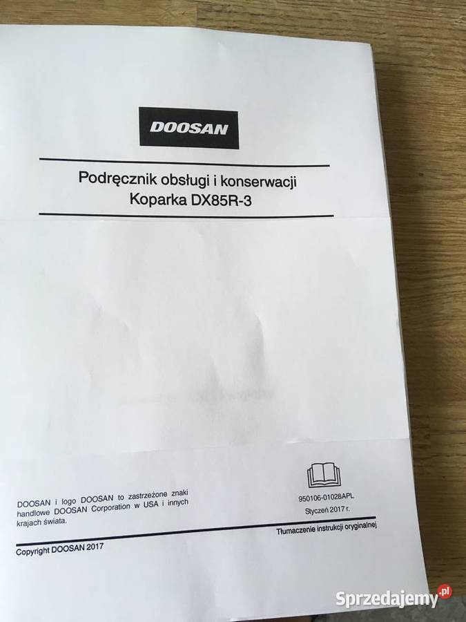 dtr instrukcja obsługi koparka doosan dx85r3 i