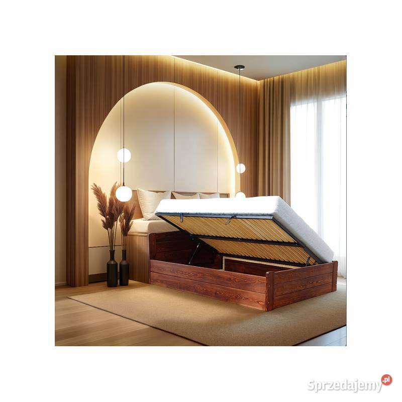 Łóżko ONYX sosnowe głęboki pojemnik otwierane Prudnik