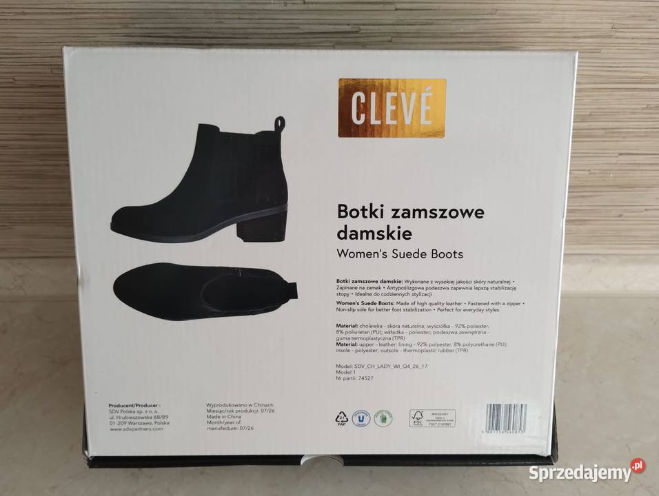 NOWE Buty damskie zamszowe botki CZARNE 38 skóra Zabrze