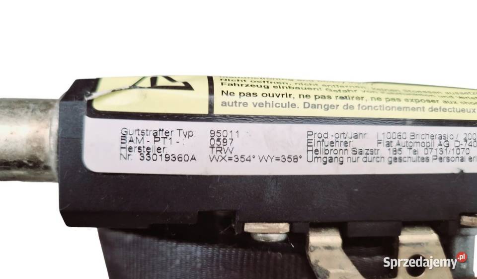 PAS BEZPIECZEŃSTWA PRZÓD PRAWY LEWY FIAT STILO