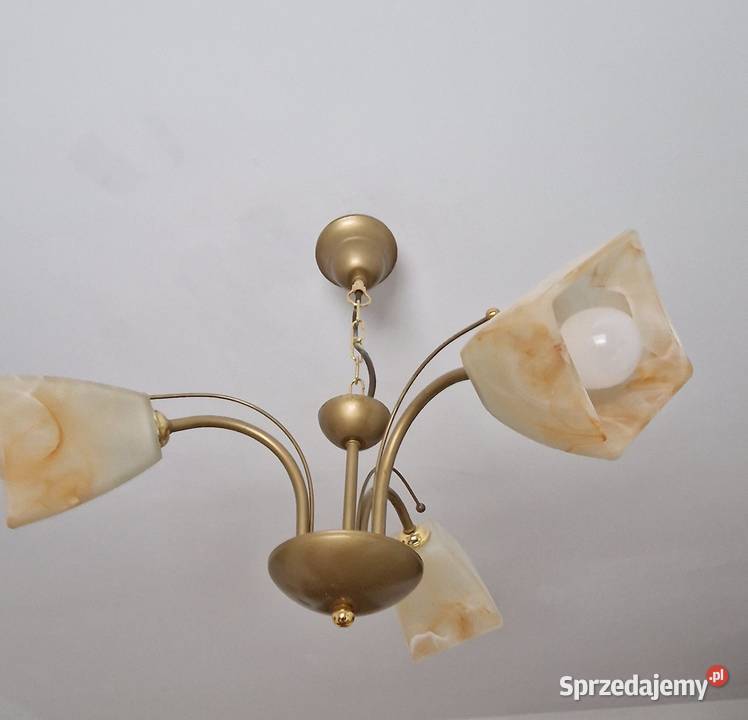 lampa sufitowa wisząca 3 klosze złota mosiądz małopolskie sprzedam