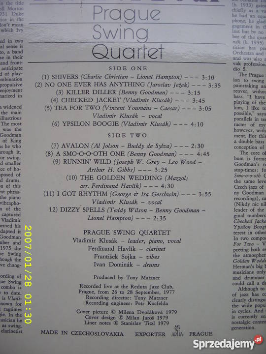 LPJazz PRAGUA SWING QUAETETTEA FOR jazz Wołów