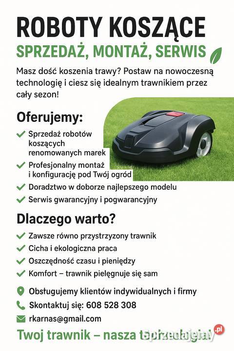 Robot koszący kosiarka sprzedaż montaż Kielnarowa