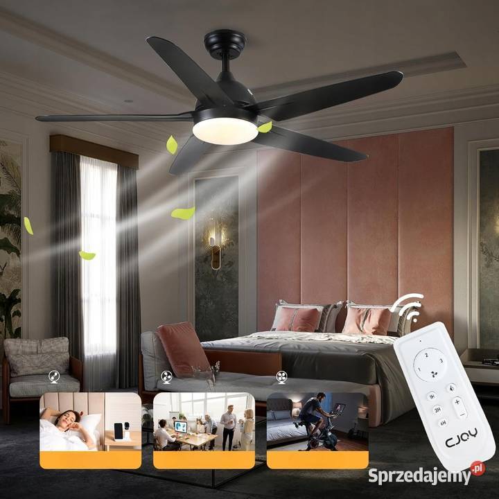 WENTYLATOR SUFITOWY OŚWIETLENIE LED LAMPA Z Pozostałe