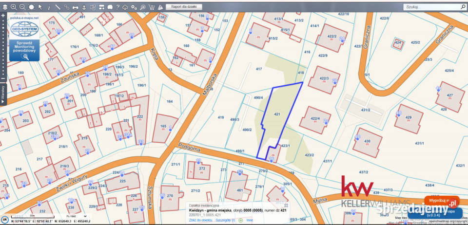 sprzedaży działki Kwidzyn Podgórna 782m2